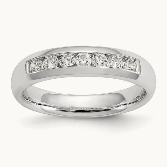 7-Stone Diamond Channel Band, 14K White Gold