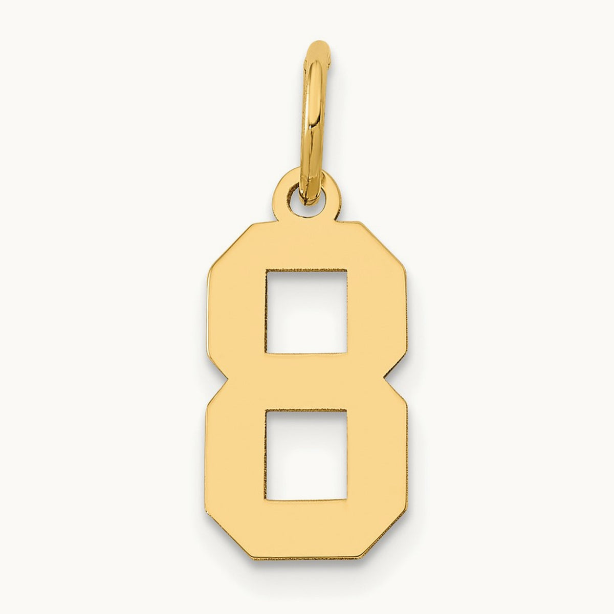 Small Polished Number 8 Charm — 14K Yellow Gold