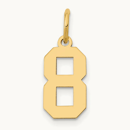 Small Polished Number 8 Charm — 14K Yellow Gold