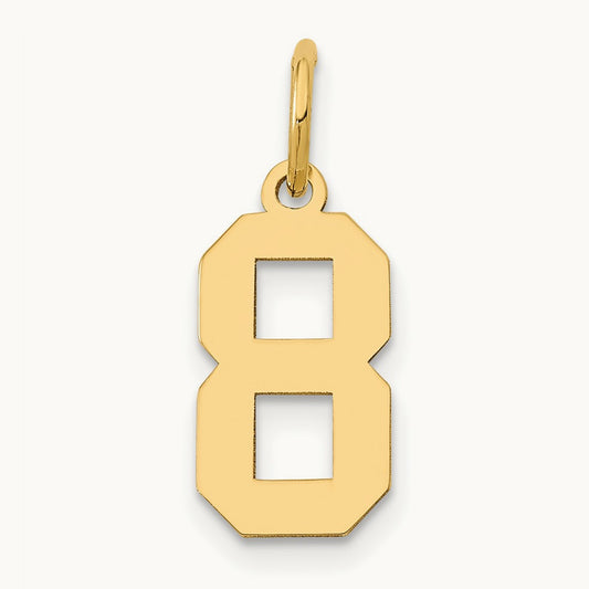 Small Polished Number 8 Charm — 14K Yellow Gold