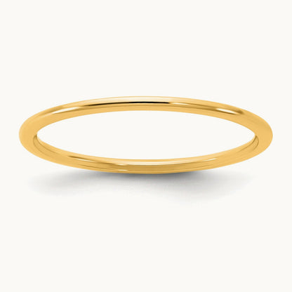 Lightweight Half Round Band, 1mm, 10K Yellow Gold