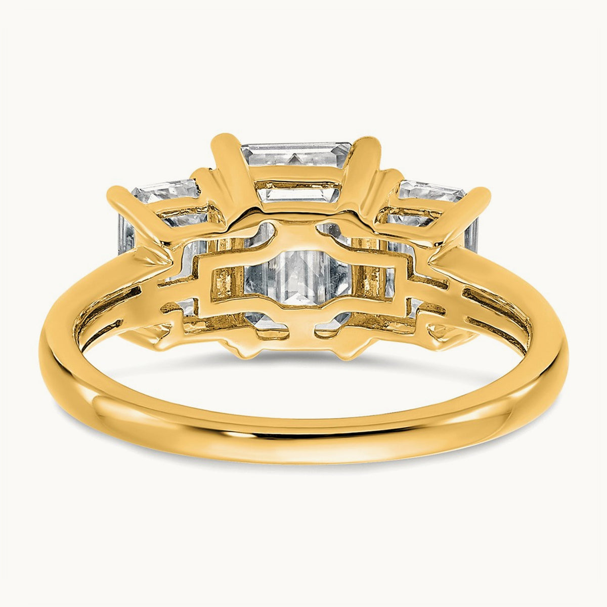 Emerald 3 Stone Engagement Ring, 1.50-4.25 ct tw Lab-Grown Diamond — 1 1/2 ct, 14K Yellow Gold