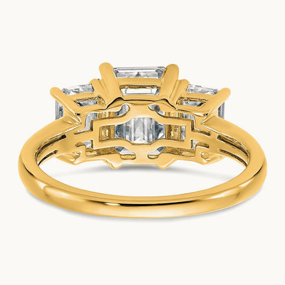 Emerald 3 Stone Engagement Ring, 1.50-4.25 ct tw Lab-Grown Diamond — 1 1/2 ct, 14K Yellow Gold