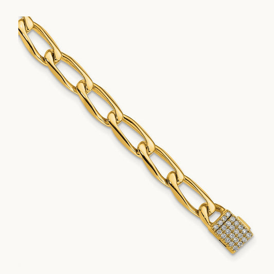 Hand-Polished Open Link Diamond Clasp Bracelet — 5.9mm