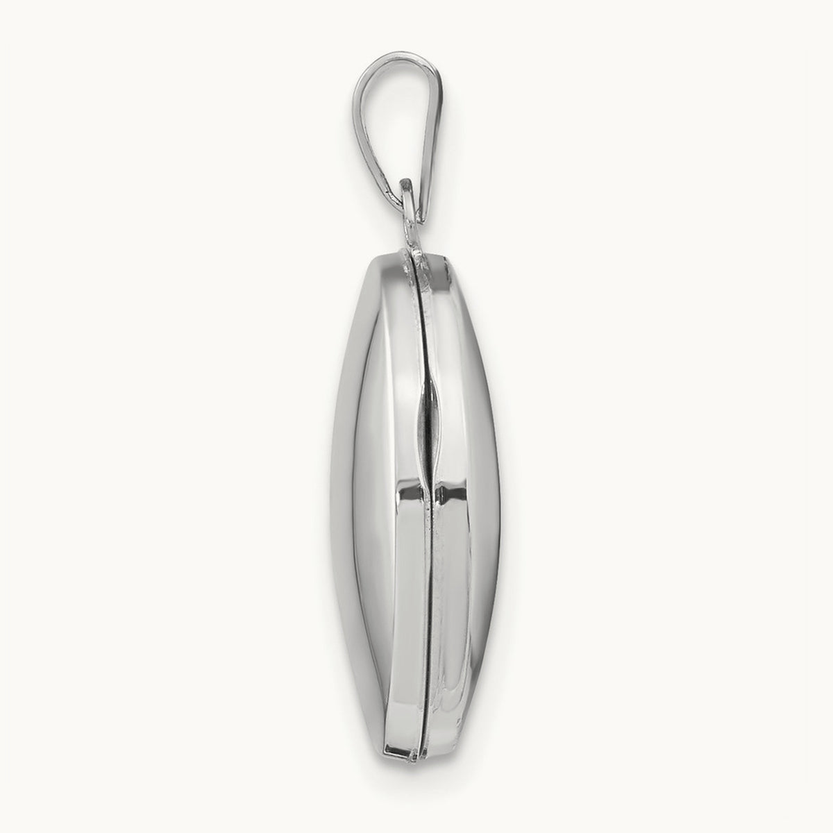 Polished Oval Locket — 14K White Gold