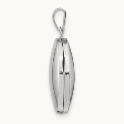 Polished Oval Locket — 14K White Gold