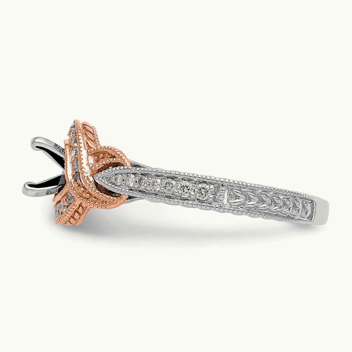Peg Set Semi-Mount Criss-Cross Engagement Ring, 0.25 ct tw
