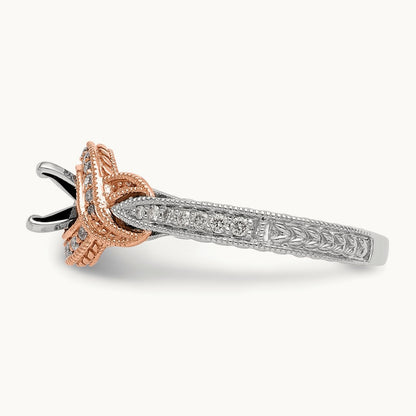 Peg Set Semi-Mount Criss-Cross Engagement Ring, 0.25 ct tw