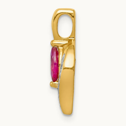 Diamond and Marquise .25 Ruby Pendant, 14K
