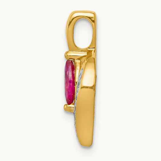 Diamond and Marquise .25 Ruby Pendant, 14K
