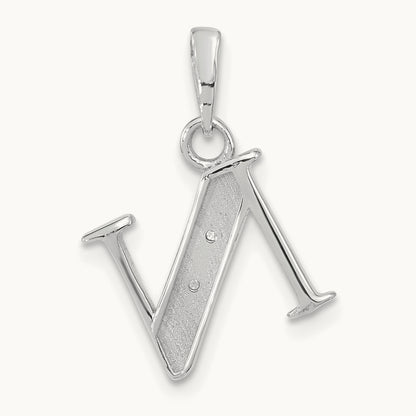 Diamond Letter N Initial Pendant, 14K White Gold