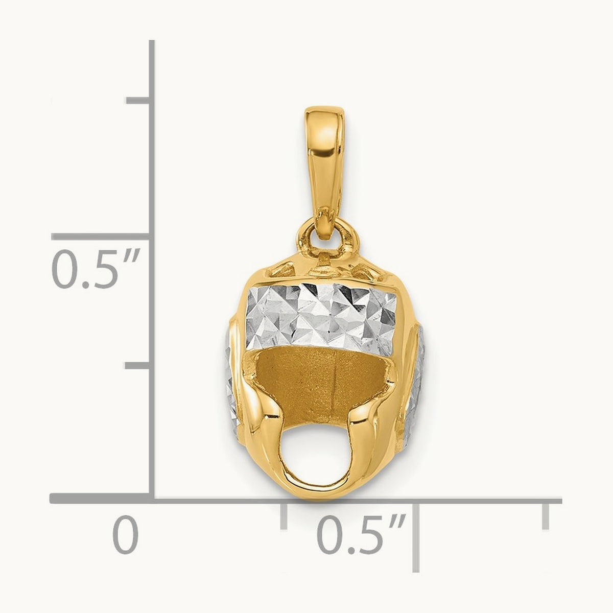 D/C Wrestling Helmet Pendant, 14K with White Rhodium