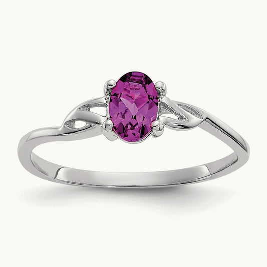 Rhodolite Garnet Birthstone Ring, 14K White Gold