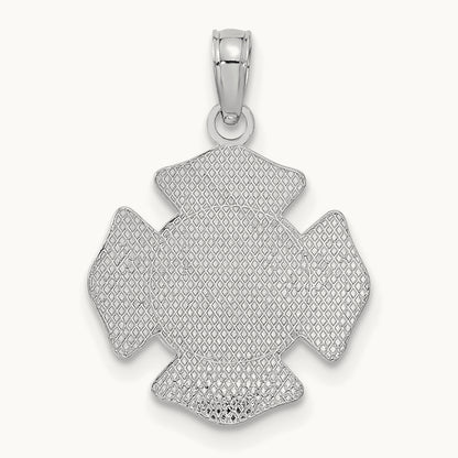 Small St. Florian Badge Pendant, 14K White Gold