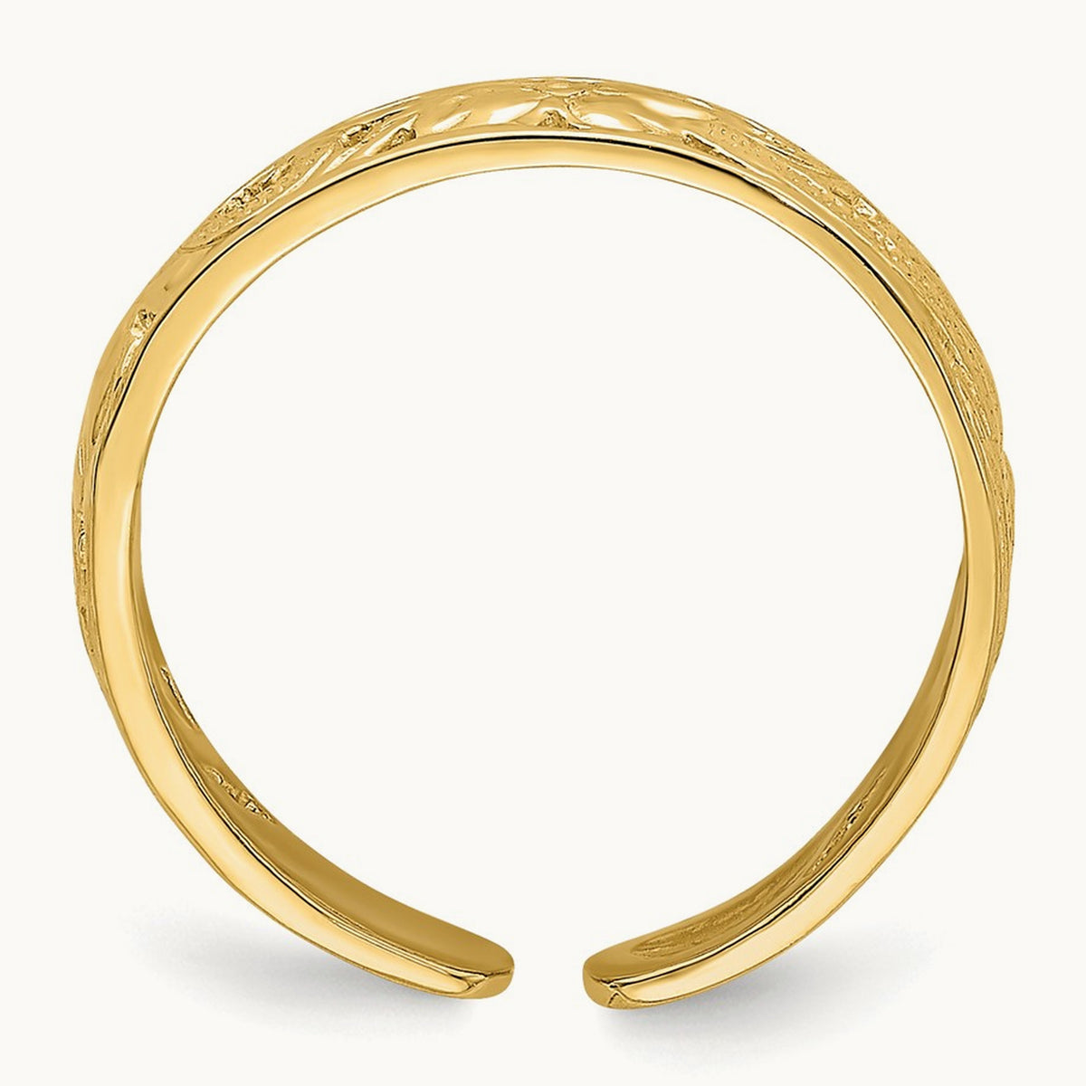 Adjustable Flower w/ Leaf Trim Toe Ring, 14K