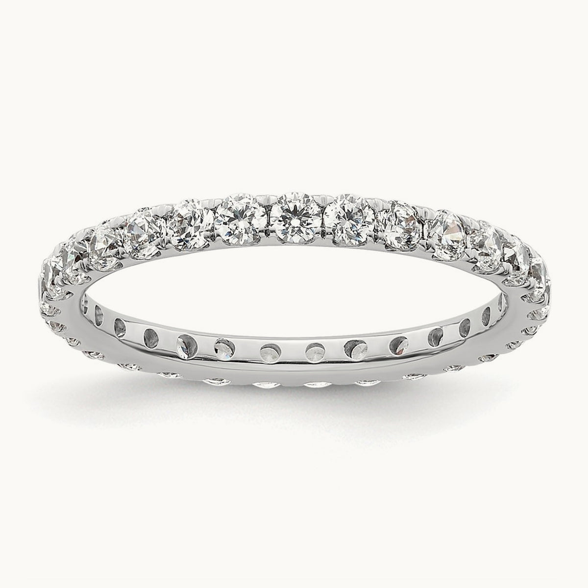 Polished U Shared Prong Diamond Eternity Band, 1.00 ct tw — 14K White Gold