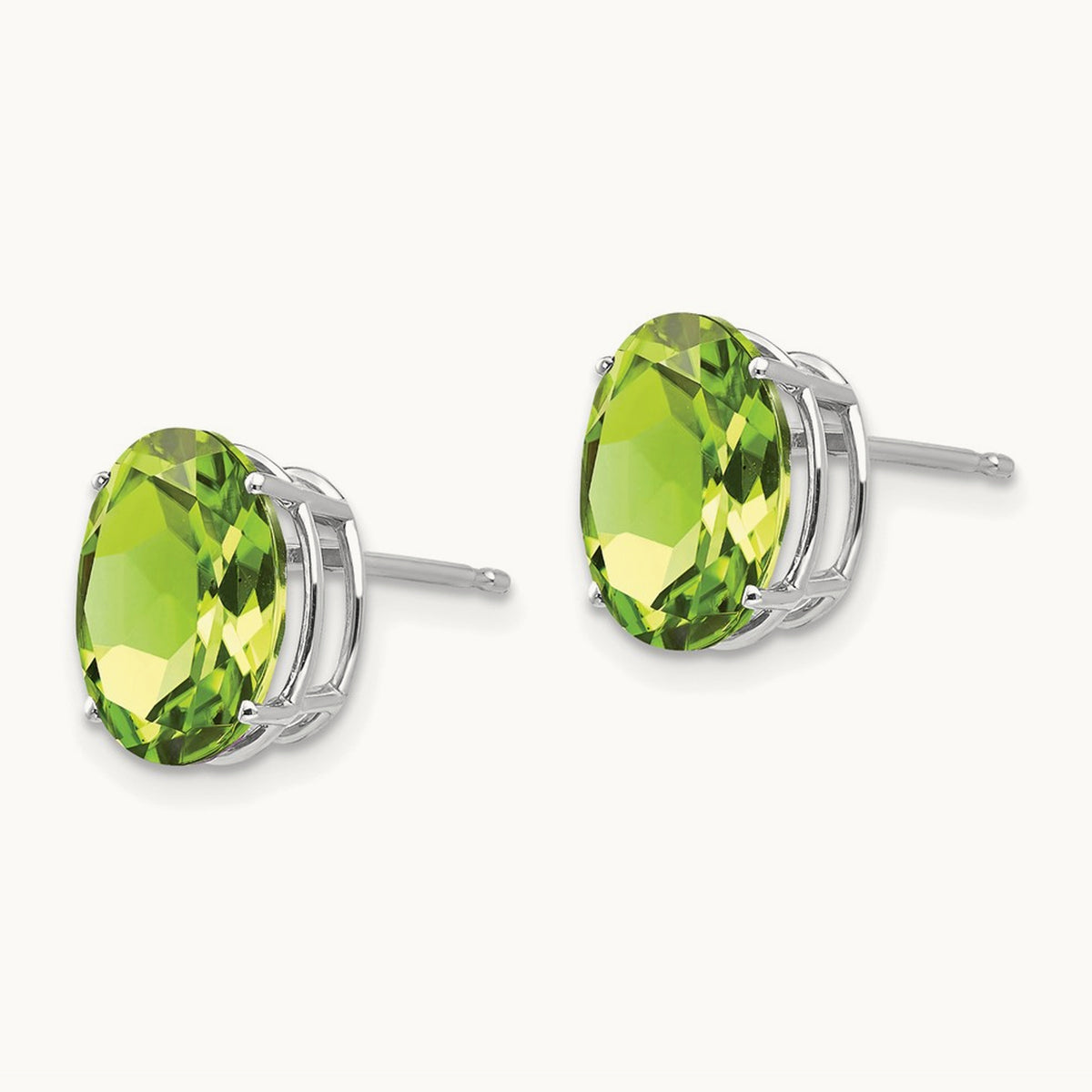 10x8mm Oval Peridot Earrings, 14K White Gold