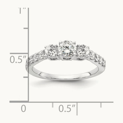 Round Semi-Mount 3 Stone Engagement Ring, 0.75-1.50 ct tw Lab-Grown Diamond — 7/8 ct · VS/SI (Great), 14K White Gold