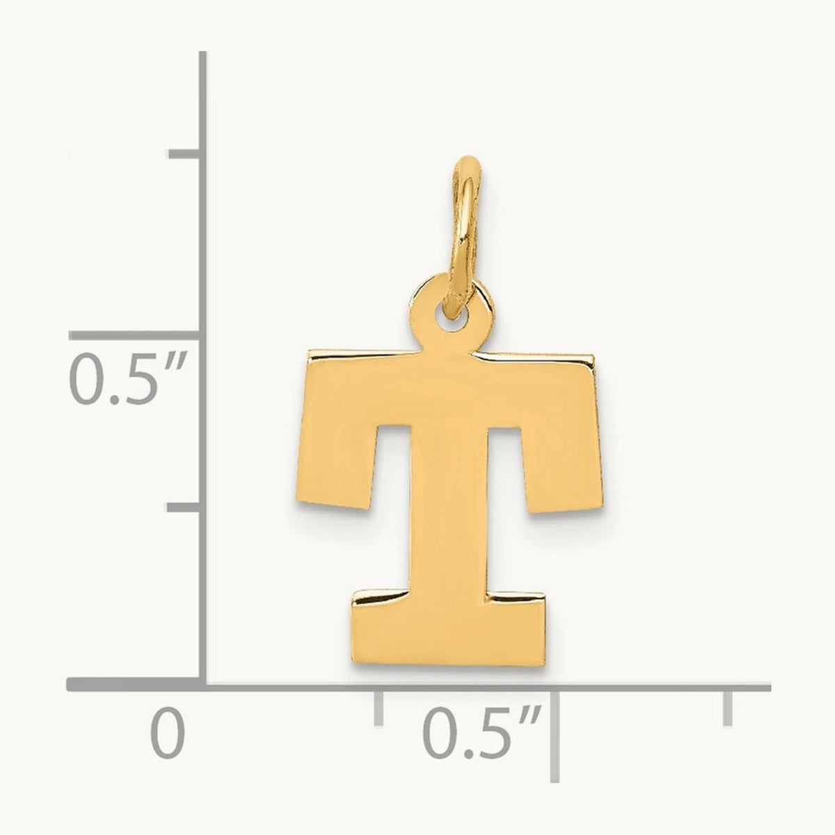 Small Block Initial Charm — 14K Yellow Gold, T