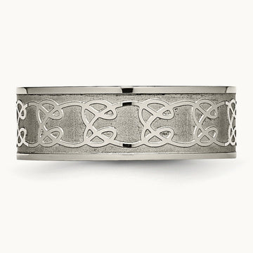 Titanium Brushed Center 8mm Scroll Design Band