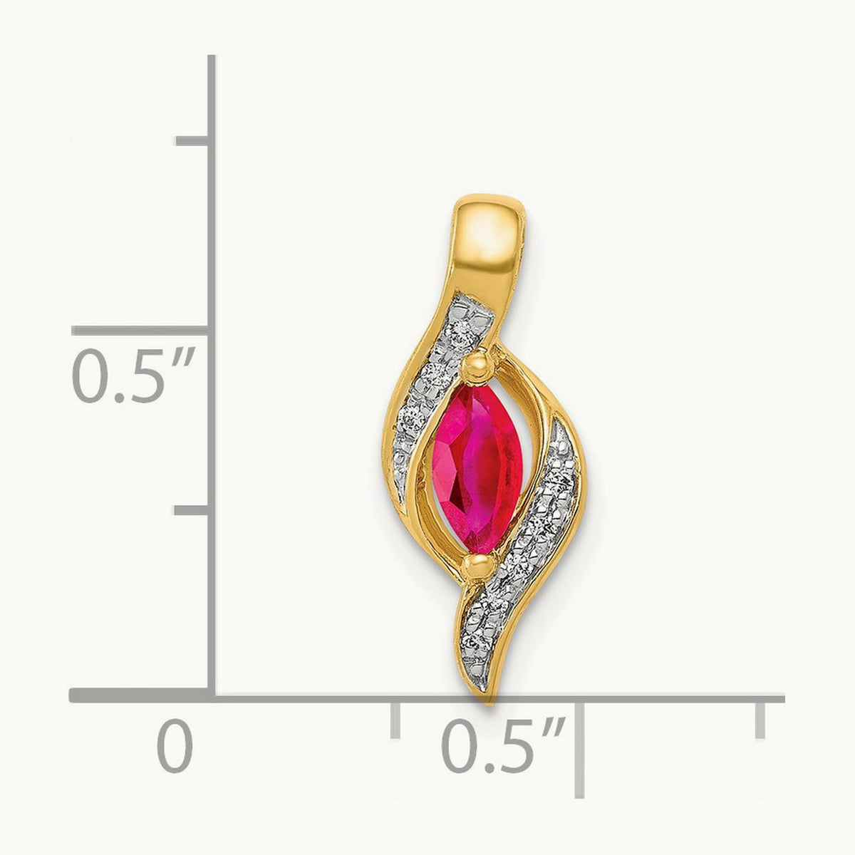 Diamond and Marquise .25 Ruby Pendant, 14K