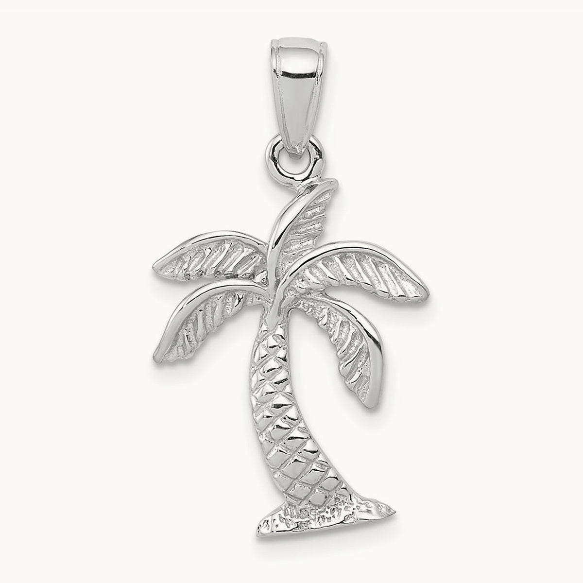 Palm Tree Pendant — 14K White Gold