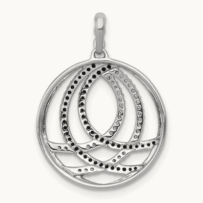 3/8ct. White and Black Diamond Fancy Circle Pendant, 14K White Gold
