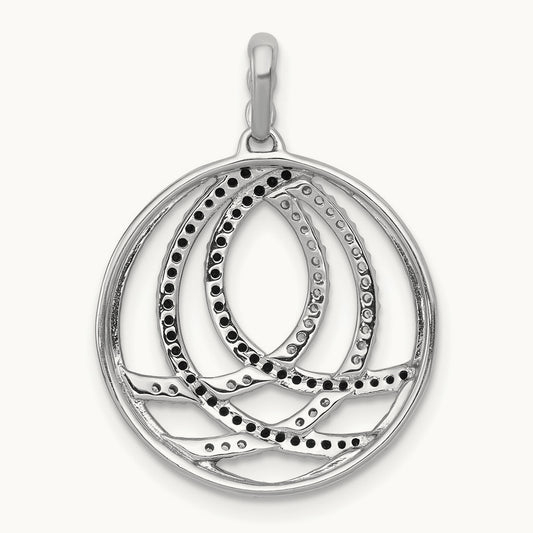 3/8ct. White and Black Diamond Fancy Circle Pendant, 14K White Gold