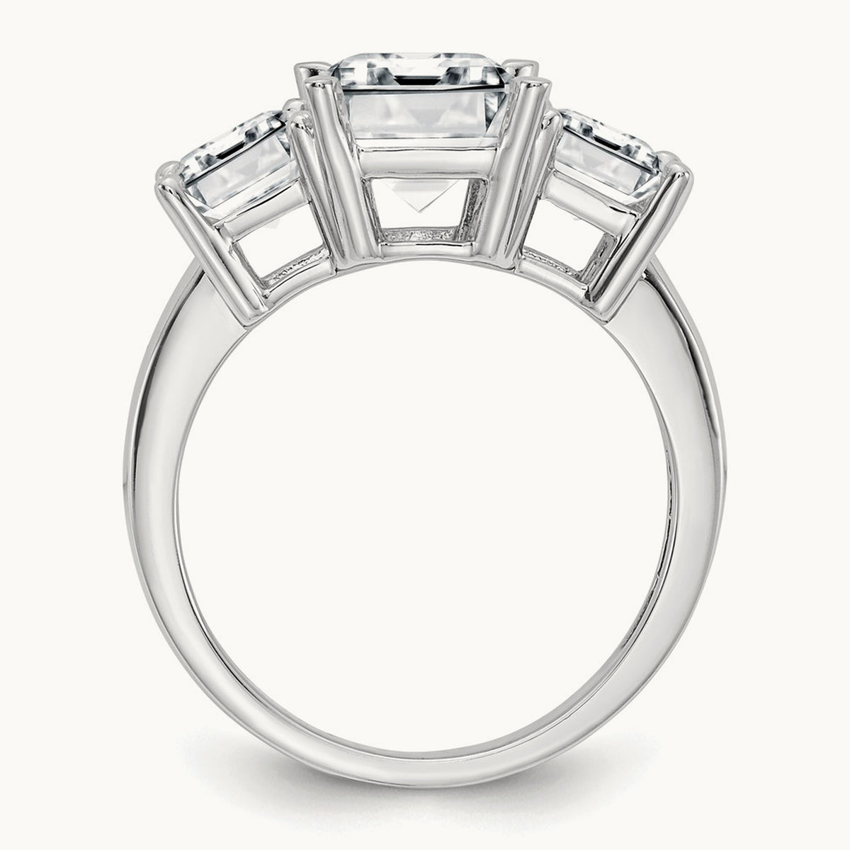 Emerald 3 Stone Engagement Ring, 1.50-4.25 ct tw Lab-Grown Diamond — 4 1/5 ct, 14K White Gold