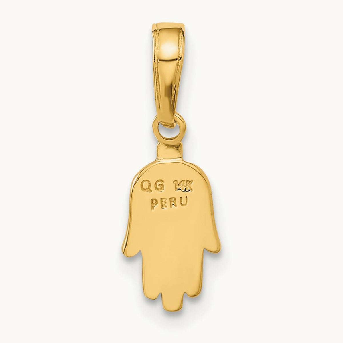 Small Solid Hamsa Pendant, 14K