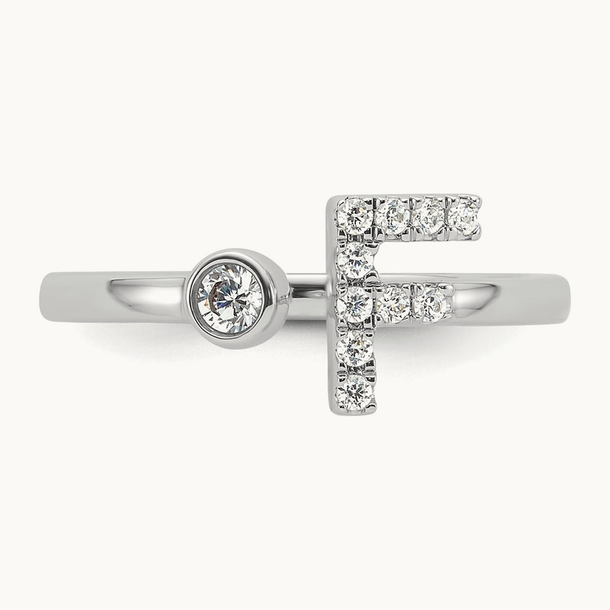 Initial F Adjustable Ring, 0.15 ct tw Lab-Grown Diamond