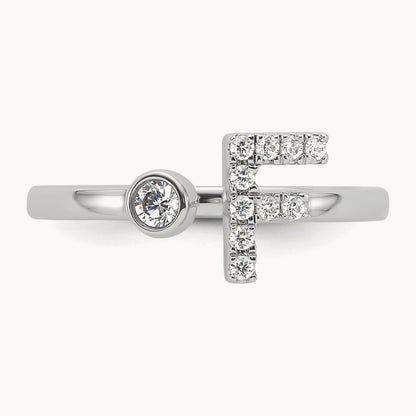 Initial F Adjustable Ring, 0.15 ct tw Lab-Grown Diamond