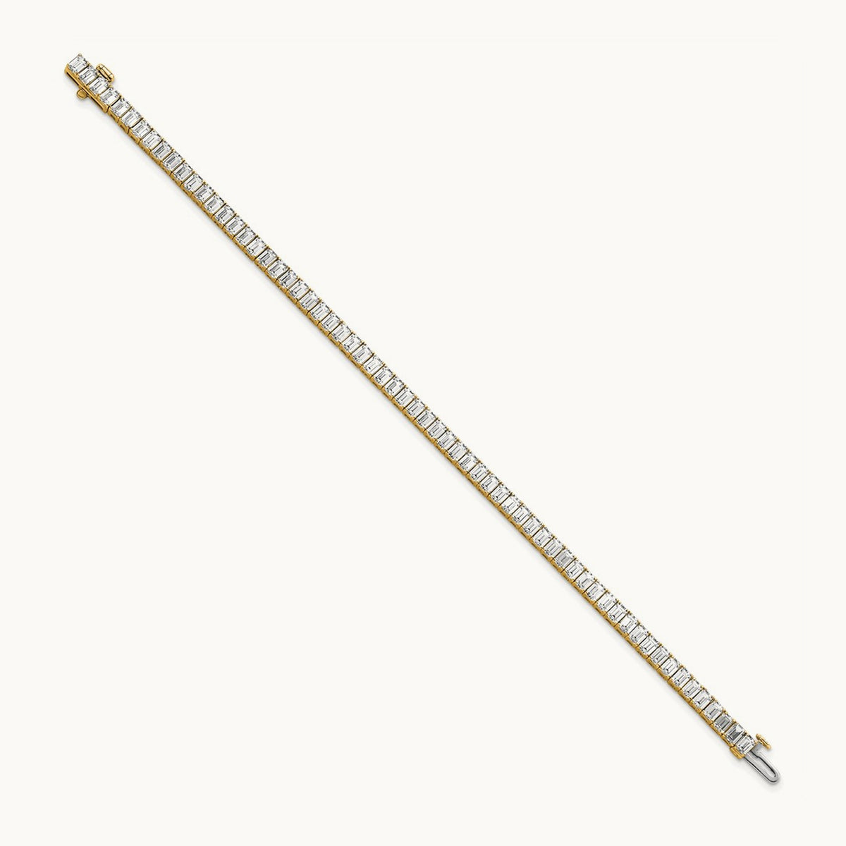 Emerald Bezel Tennis Bracelet, 10.00 ct tw Lab-Grown Diamond — 14K Yellow Gold