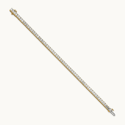 Emerald Bezel Tennis Bracelet, 10.00 ct tw Lab-Grown Diamond — 14K Yellow Gold