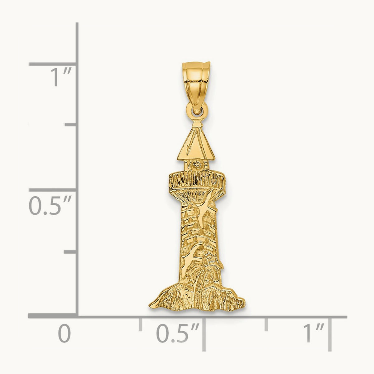 Lighthouse With Seagulls Charm, 14K