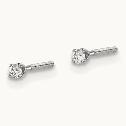 Diamond Stud Thread on/off Post Earrings — 1.7mm