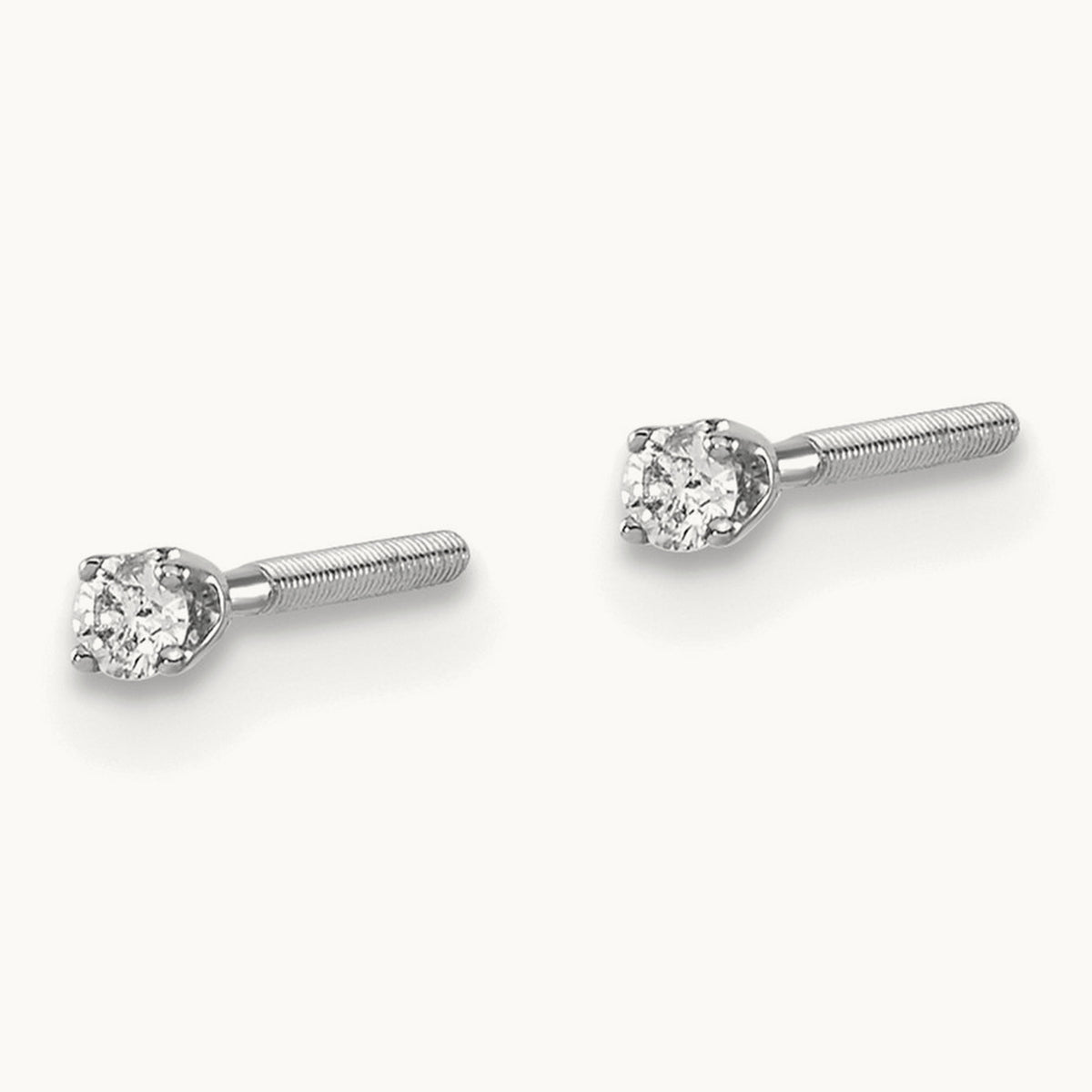 Round Diamond Stud Earrings — 14K White Gold, 0.05 ct tw
