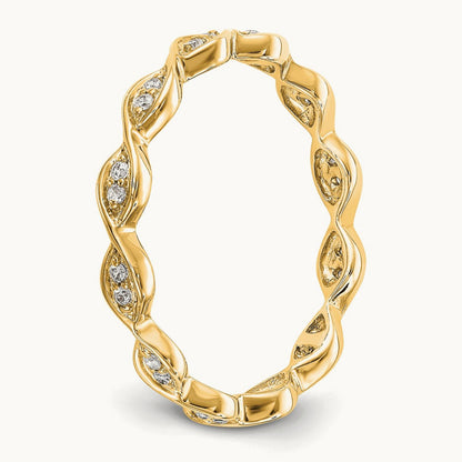 Polished Vintage Pave Diamond Eternity Band, 14K