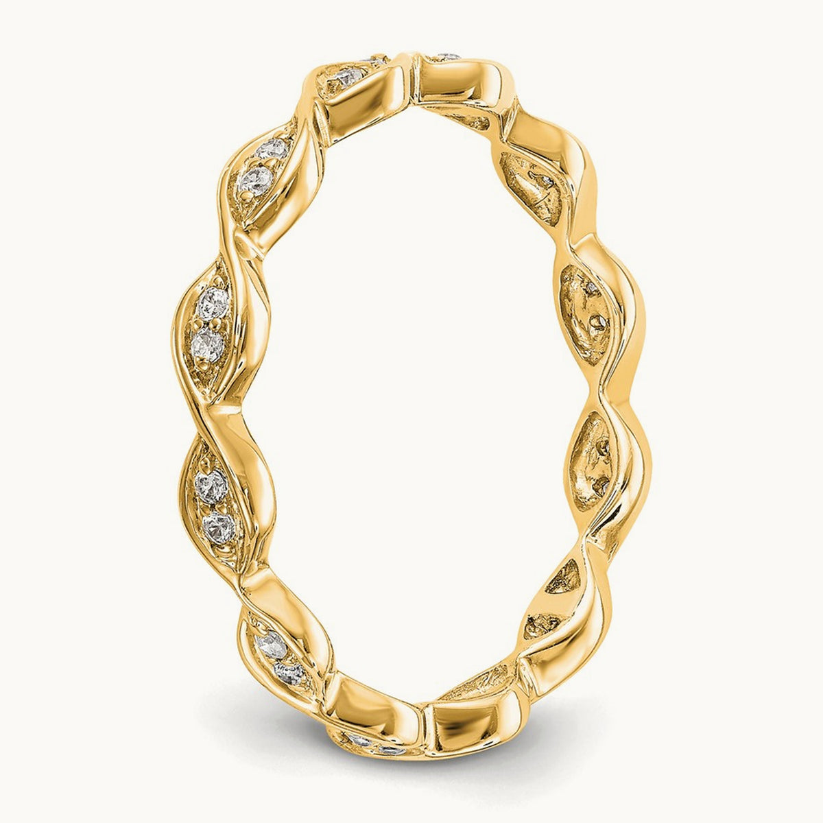 Polished Vintage Pave Diamond Eternity Band, 14K