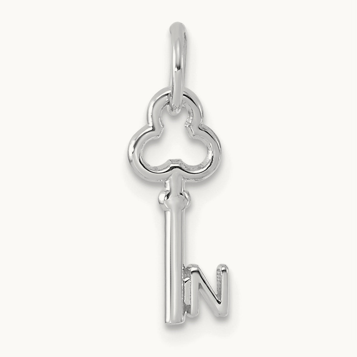Key Initial Charm — 14K White Gold, N