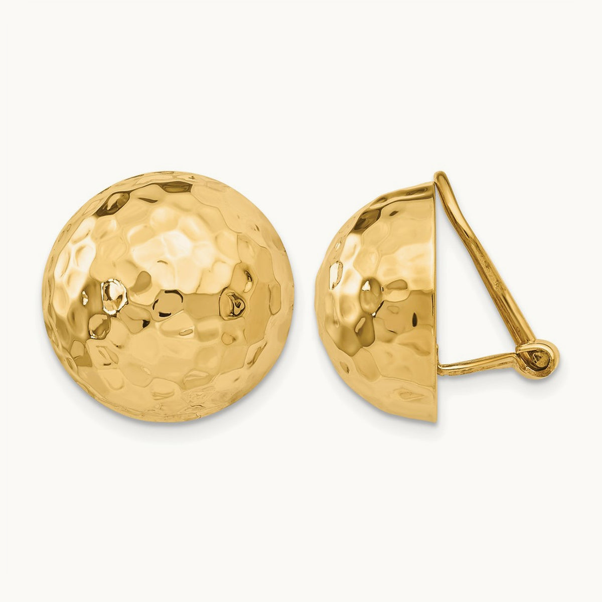 Omega Clip Hammered Non-pierced Earrings — 16mm