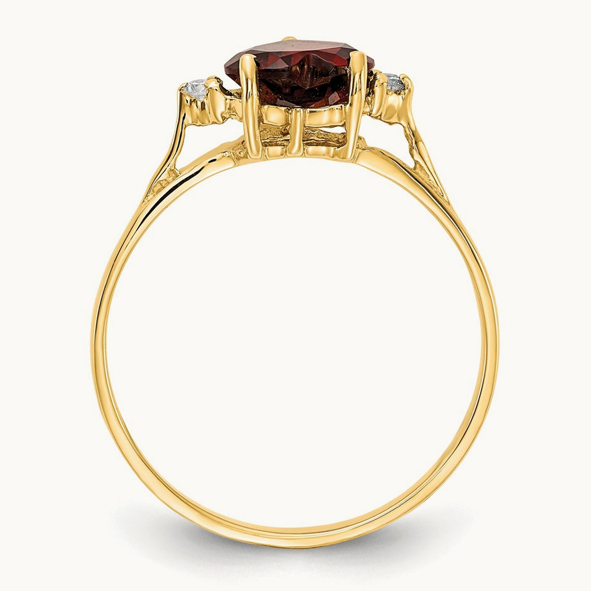 Heart Garnet AA Diamond ring, 7mm, 14K
