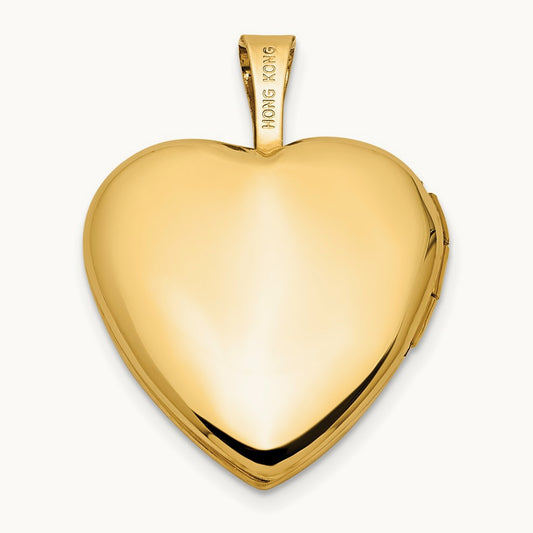 Polished and Satin w/ Enamel I LOVE YOU Rose Heart Locket, 16mm, 14K