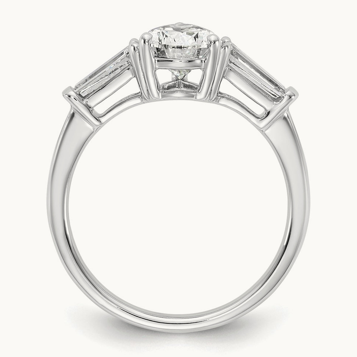 Pear/Baguette Engagement Ring — 14K White Gold, 2 ct, 7