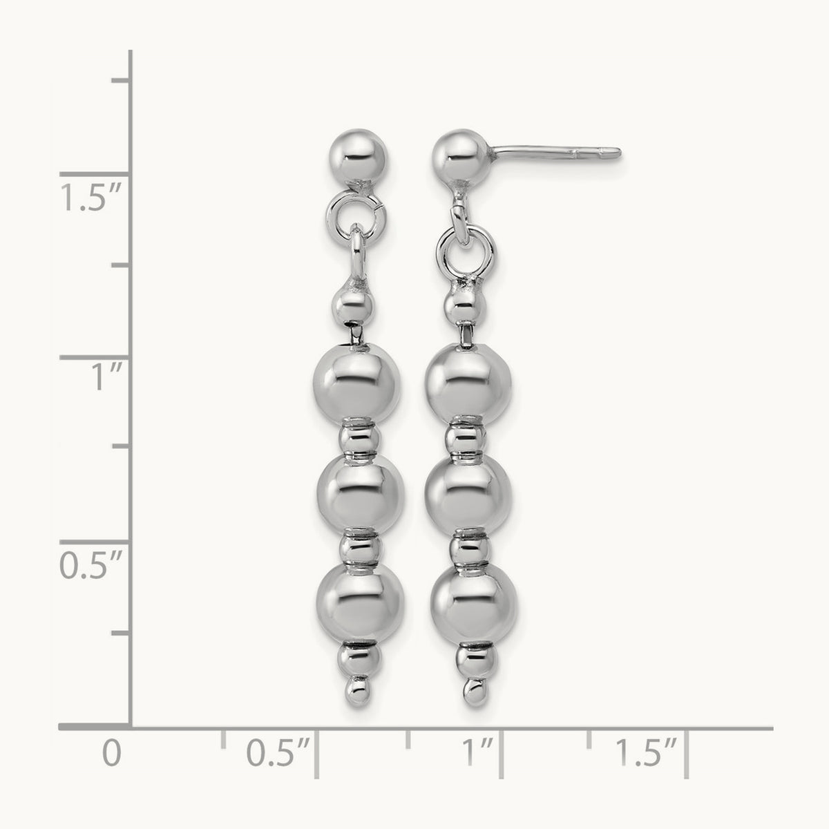 Rhodium-Plated Ball Dangle Post Earrings, Sterling Silver — Leslie's