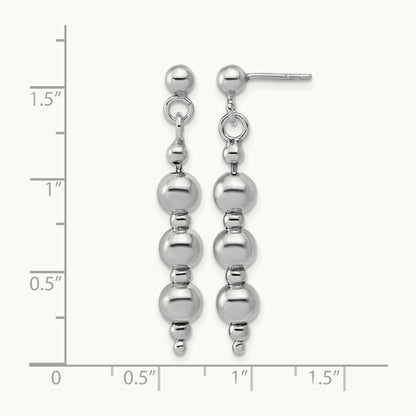 Rhodium-Plated Ball Dangle Post Earrings, Sterling Silver — Leslie's