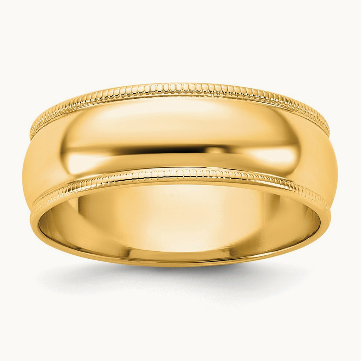 Lightweight Milgrain Half Round Band — 14K Yellow Gold, 6.5mm