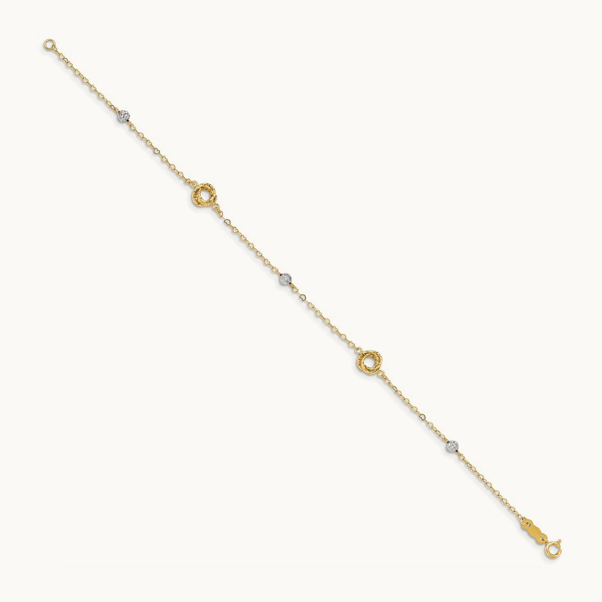 Love Knots on Small Heart Link Bracelet, 14K Two-tone
