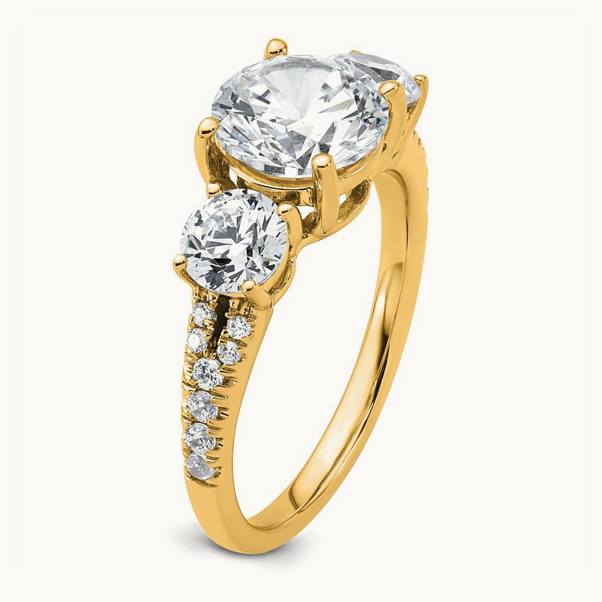 3 Stone Oval Ring — 14K Yellow Gold, 7