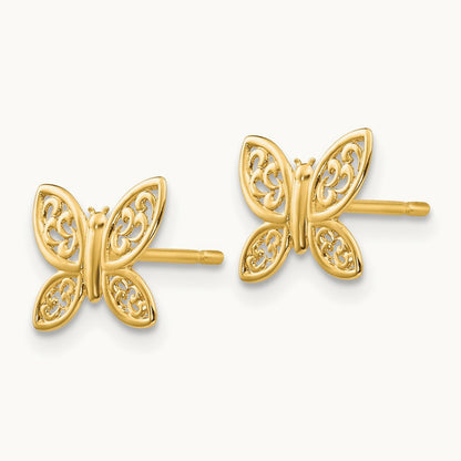 Polished Butterfly Post Earrings — 7.45mm